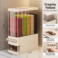 Creamy yellow food-grade grain storage box with five compartments and 12.5kg capacity - 25 Jin (5 Compartments) / Slit Divided Grain Bucket 25 Jin - Creamy White