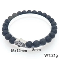 Men's retro 8mm black lava stone beaded bracelet with silver Hamsa Hand charm - Hamsa Hand Pendant (KB205898-Z)