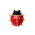 Broche coccinelle en émail rouge et noir avec bordures et antennes en métal doré - Style Coccinelle Rouge et Noire (TZ293-1)
