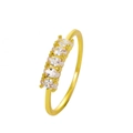 Vintage gold-plated ring featuring five oval-cut cubic zirconia stones in a row - Five-Stone Row Style (2454) / Light KC Gold (2454)