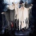 Hanging Halloween ghost decorations with skulls and tattered cloth for spooky outdoor party - LF-24 Hemp Rope Small Ghost Style (LF-24)