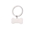 Nahaufnahme der knochenförmigen Edelstahl-Hundemarke mit mattem Silber-Finish - Stahlfarbe