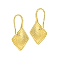 Lava texture geometric square earrings in S925 sterling silver with sparkling zircon accents - 925 Silver / 18K Gold