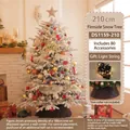210cm rosa Weihnachtsbaum mit Schneeeffekt, 80 Ornamenten und LED-Lichterkette - 5928 Rot / 150cm Set (Ornamente + Baumhülle + Baum)