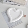 White heart-shaped ceramic jewelry display tray for rings and necklaces photography - Heart / White