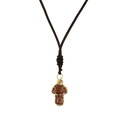 Handmade gold wire wrapped brown goldstone mushroom pendant on adjustable braided necklace - Gold Sandstone Gold