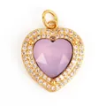 Gold-plated heart pendant with faceted purple stone and pavé crystal border - Chestnut M847423-light Purple