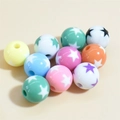 Mixed color acrylic star pattern round beads for DIY handmade jewelry bracelets - 12mm Five-Pointed Star Pattern Beads Mixed Colors
