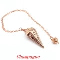 Champagne gold hexagonal cone pendulum with hollow star patterns and metal chain - Rose Gold