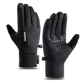 Black windproof cycling gloves with touchscreen fingertips and non-slip silicone palm grip - M / Black