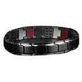 Men's black magnetic therapy bracelet with stainless steel links and colorful energy stones - Black Bracelet