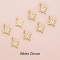 Macro shot of 10mm 18K gold plated star charms with white zircon for DIY jewelry - Four-pointed Star (10mm) / White