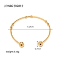 Detailansicht eines 18K vergoldeten Edelstahl-Armreifs mit Größen- und Gewichtsangaben - Minimalistischer polierter Perlenstil (JDWB2302012)
