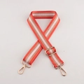 Adjustable woven canvas shoulder strap with orange and beige stripes and gold hooks - A36 Stripe Gold Silk
