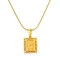 Gouden ketting met rechthoekige letter H hanger en verfijnd opengewerkt patroon - Letter F (Slangenketting)