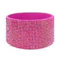 Pink silicone cup sleeve featuring a wide glittery rhinestone diamond design - Rose Red Rhinestone/Rose Red Sleeve