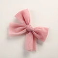 Close-up of pink tulle bow hair clip showing soft mesh texture and delicate design - 10.5*7.5 CM / Korean Pink