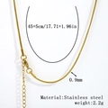 Minimalist 18K gold plated stainless steel snake chain necklace 0.9mm width in 45+5cm length - 0.9mm Round Snake Chain - Gold