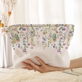 Beauty case in velluto a coste bianco con motivo floreale e chiusura a zip da mano - Classico Bianco Floreale (WW39381)