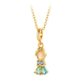 Cartoon mermaid princess pendant necklace with milky white opal and blue zircons - Mermaid Princess (925-3# Gold)