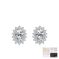 Pendientes de moissanita con halo ovalado en plata de ley S925 con certificado GRA - Plata 925 / Plateado