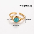 Adjustable golden skull ring in stainless steel featuring an inlaid turquoise gemstone - Sun Pattern Style (TR176-Blue)