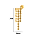 Detailed view of golden beaded tassel earrings measuring 1.8cm high and 0.6cm wide - Gold Three-strand Bead Tassel Style (11# Gold)