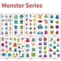 Detalle de tatuajes temporales impermeables para niños con diez diseños de monstruos - Serie Pequeño Monstruo