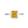 Luxuriöser Ring aus 925er Sterlingsilber mit strahlendem gelbem Edelstein im Quadratschliff - 925er Silber / Gelber Diamant Ring Größe 7