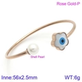 Rose gold heart bangle with blue evil eye flower and white shell pearl detail - Flower Style (KB123078-K)