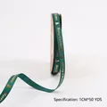 Dark green 1cm Christmas ribbon with gold Merry Christmas print and tree motif - Christmas Tree / 1cm*50 Yards / Green