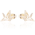 Elegant gold origami paper crane stud earrings for women with a polished metal finish - 091 Origami Crane / Gold