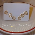 Three-pair set of geometric stud earrings with opal stones and gold-plated frames - Gold Cat's Eye Geometric Set