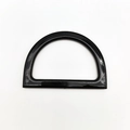 Glossy black D-shape resin handle accessory for DIY woven handbags and luggage parts - Black