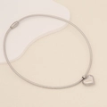 Minimalistische silberne Edelstahl-Herzanhänger-Halskette mit eleganter Schlangenkette - Silber