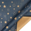 Navy blue kraft paper roll with gold stars and natural brown reversible side - Christmas Series - Stars Roll