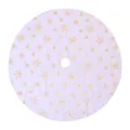 Jupe de sapin de Noël blanche en peluche avec flocons de neige pailletés dorés festifs - 38cm / Flocon de neige doré brodé