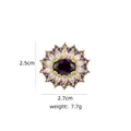 Floral brooch detail with purple gemstone and crystals, size 2.5cm by 2.7cm and 7.7g weight - B746 Purple/Sunflower