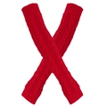 Thick red cable knit long fingerless gloves with warm arm warmer sleeve design - One Size / Red
