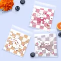 Cute self-adhesive cookie bags with cartoon rabbit and cat designs in 14x14cm size - 3-in-1 Animal Style / 14x14+3cm (Approx. 100pcs)