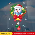 Christmas window sticker YTH012-S featuring snowman with green wreath and red bow - Snowman Wreath Small-YTH012-S