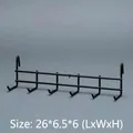 Appendino in ferro nero a 6 ganci per griglia a parete, finitura opaca, 26x6,5x6cm - Gancio esagonale nero