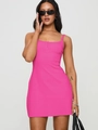 Robe caraco sexy en maille côtelée rose pour femme avec coupe ajustée de style Y2K - S / Rose rouge