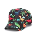Casquette de baseball noire pour enfants avec motif dinosaure coloré et visière courbée - Imprimé Dinosaure Noir