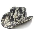 Western-Cowboyhut mit schwarz-weißem Schlangendruck-Design für Sonnenschutz - M (56-58cm) / Schwarz Off-white