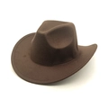 Top down view of a vintage dark brown wool felt cowboy hat with classic curved brim - M (56-58cm) / Coffee