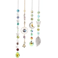 Set of 4 crystal suncatchers with moon and star pendants for garden decoration - 4Pcs Set Butterfly Feather Star Moon Bell