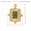 Parameter view of golden stainless steel square pendant with green natural stone - Gold Deep Green Stone Rectangle (VG052)