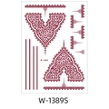 Brown henna lace tattoo sticker with floral Indian patterns, model W-1389S - Wine Red Henna Lace Style (W-1389S)