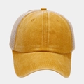 Vintage yellow washed baseball cap with breathable mesh back and adjustable strap - Adjustable / Yellow
